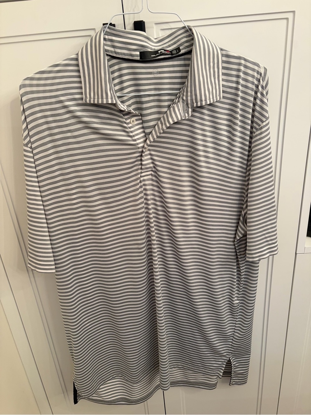 RLX Ralph Lauren Gray and White Striped Polo